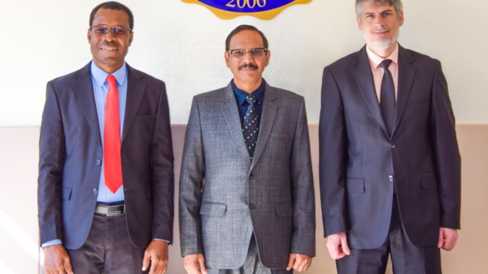 (L-R): Dr Lossan Bonde, Dean of the School of Postgraduate Studies, Dr Vincent Injety, Vice-Chancellor and Dr Feliks Ponyatovskiy, Dean of the Theological Seminary